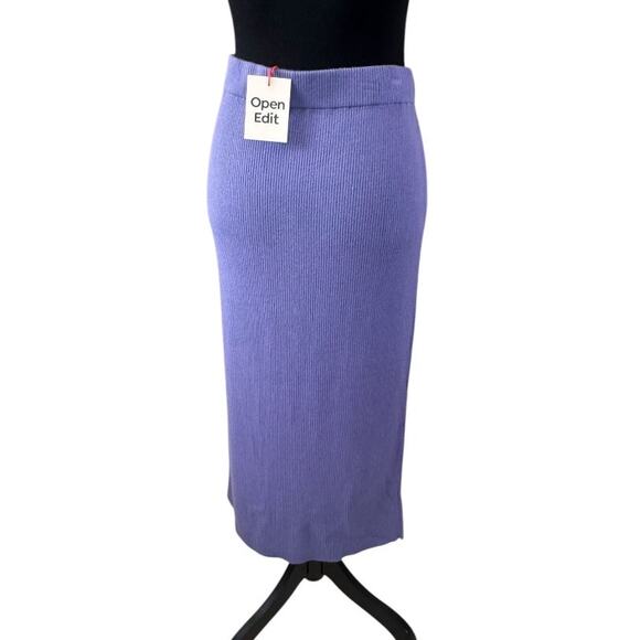 NEW OPEN EDIT NORDSTROM Rib Zip Front Sweater Knit Midi Skirt Size XL - Picture 5 of 8